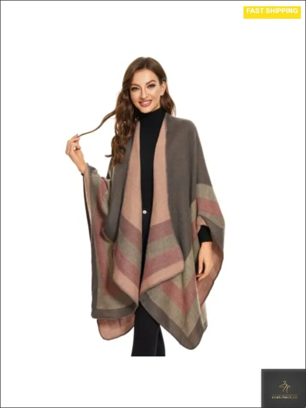 Elegant Knitted Cape Open Front Poncho Scarf Wrap Blanket Cardigan for Women,